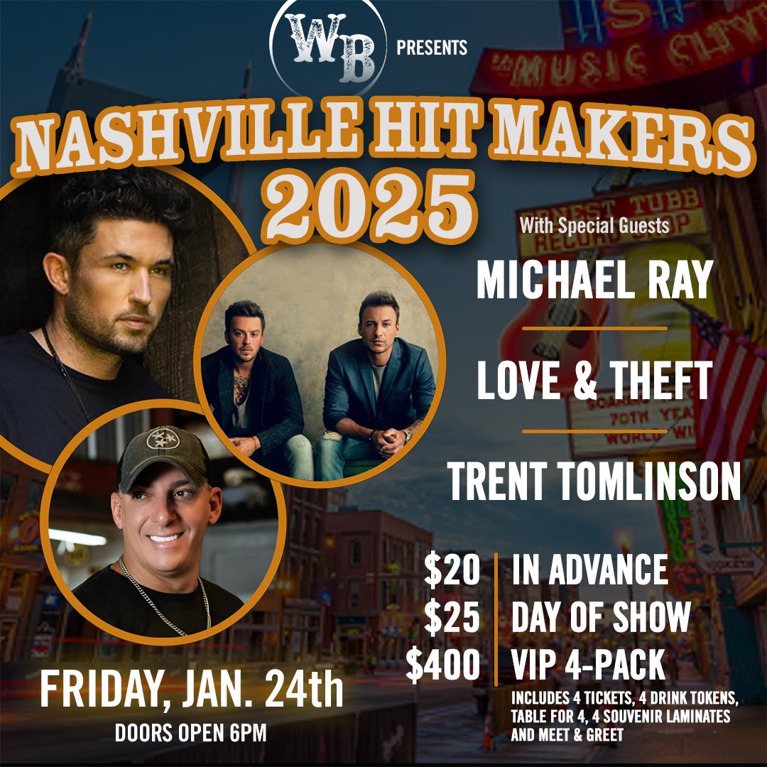 Nashville Hit Makers Concert Event at the Whiskey Baron Dance Hall & Saloon on Friday, Jan 24th, 2024 in Colorado Springs